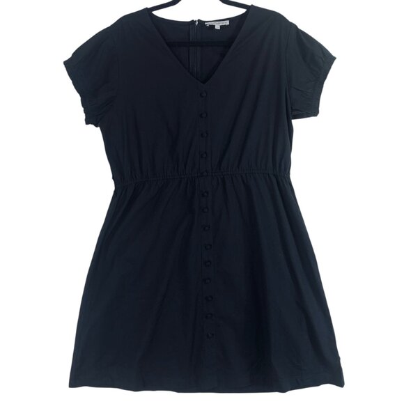 simple  cotton short sleeve black dress elastic wait sz LG San Francisco - Picture 14 of 16